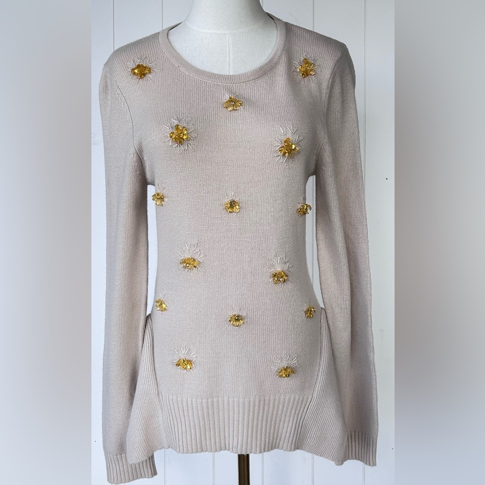 BCBGMaxAzria Women’s Loretta Beaded Pullover Sweater Cahmere Blend‎ Size Medium